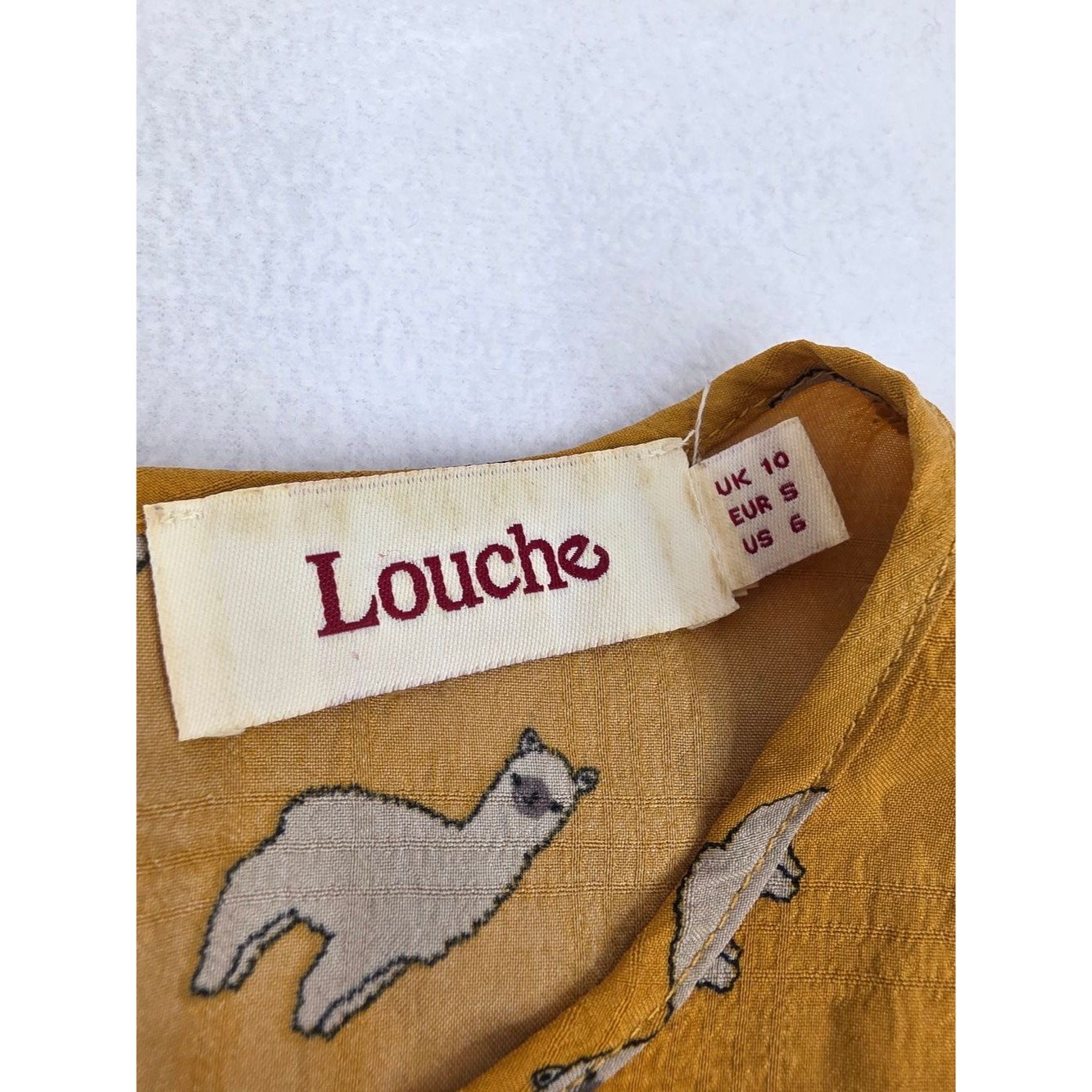 Anthropologie Size 6 Yellow Llama Print Blouse 3544-Ap — image 3 of 8